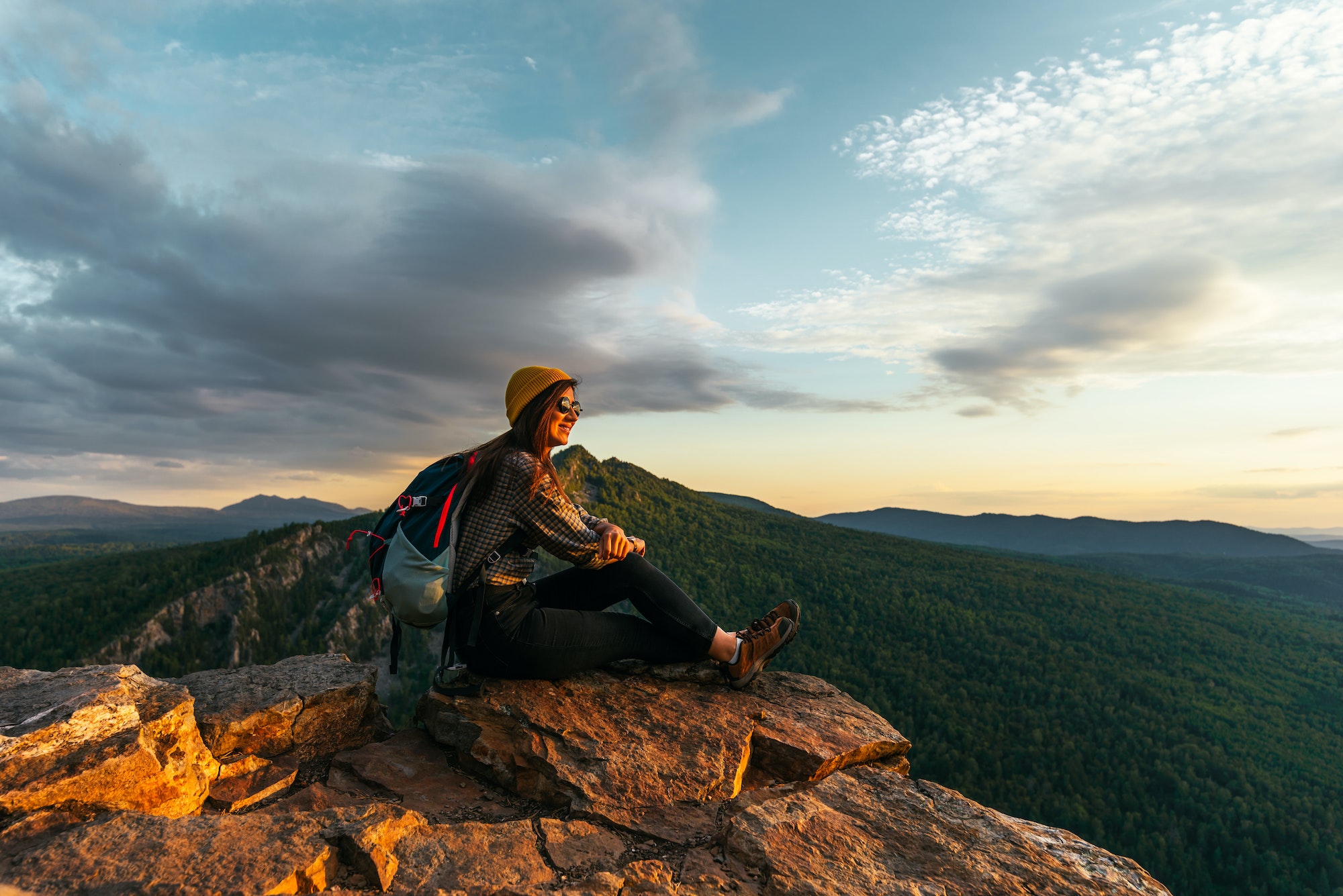 A trip to the mountains with a backpack